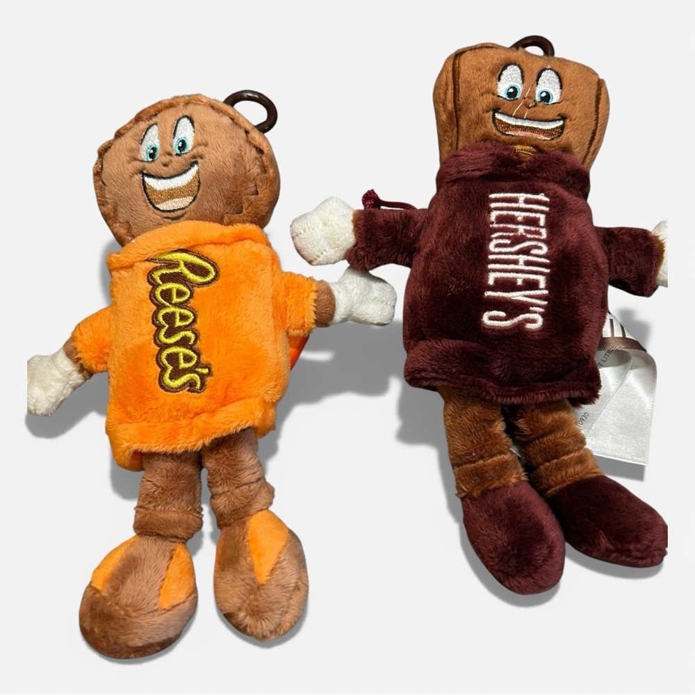 Set of plush toys Reese's & Hershey's characters, Key Ring / Coin Holder (8”)